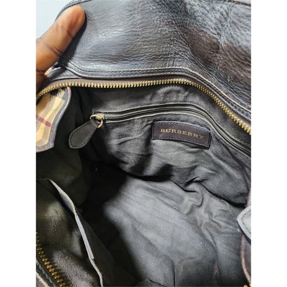 Authentic Burberry Haymarket Check Portrait Minford Tote Bag Beige/Chocolate Bro - Picture 12 of 16